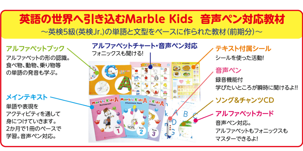 英語の世界へ引き込むMarble Kids 音声ペン対応教材