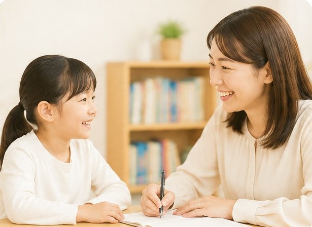 先生とお子さまの学習風景
